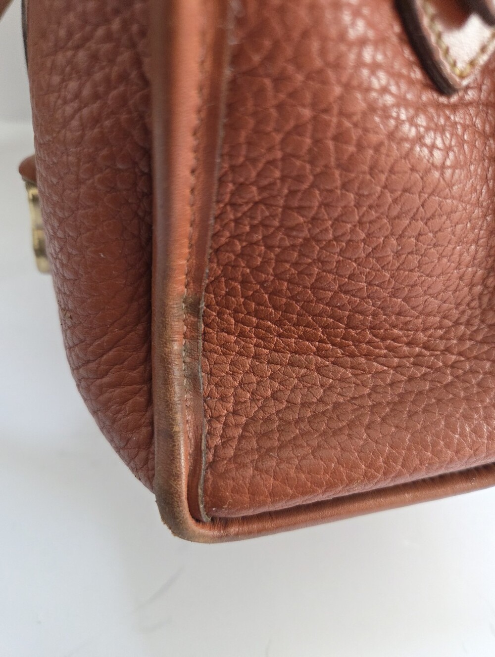Vintage Dooney & Bourke All-Weather Leather Pebbled Leather Satchel Brown - Picture 8 of 16